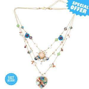 BRAND NEW Betsey Johnson Butterfly Charms Layered Necklace